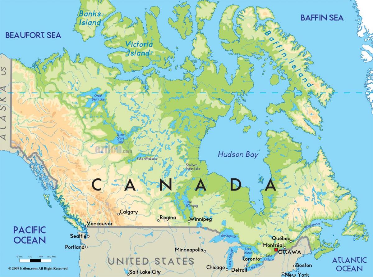 Canad Mapa Canad En Un Mapa Norte De Am Rica Am Ricas   Mapa De Canadá 