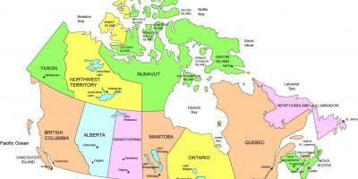 Mapa de Canadá mostrando unidos