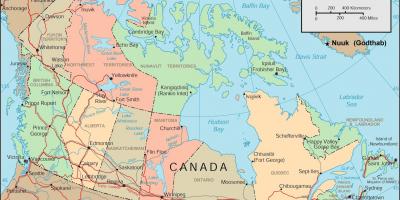 Mapa de Canadá e cidades