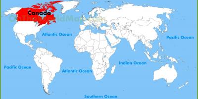 Canadá localización no mapa do mundo