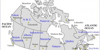 Estrada mapa de Canadá e provincias